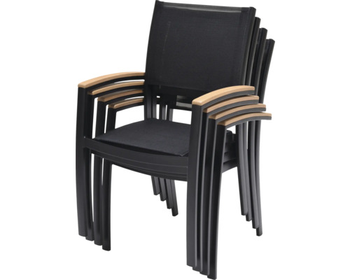 Staplingsbara trädgårdsstolar med armstöd i trä