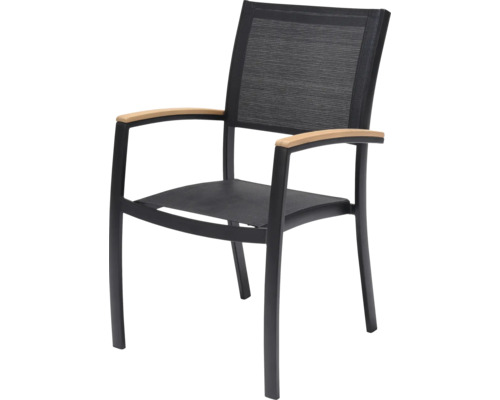 Trädgårdsstol med armstöd av aluminium och textilklädsel