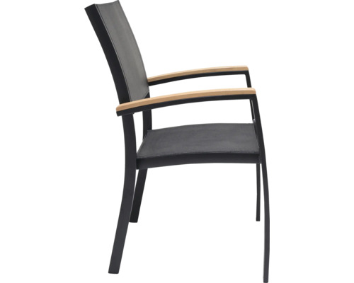 Trädgårdsstol med träarmstöd och sits av textil