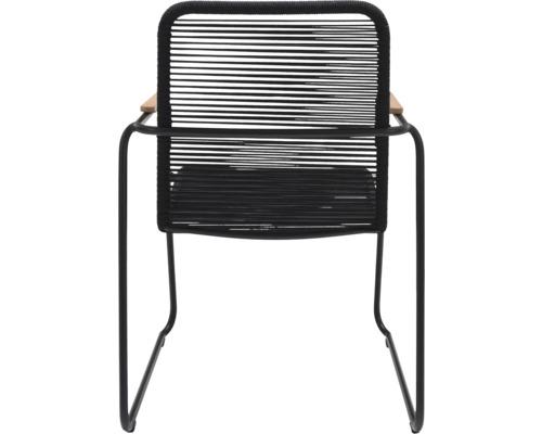 Trädgårdsfåtölj med medstativ, armstöd och repbeklädnad