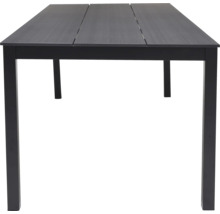 Trädgårdsbord med trästruktur och metallben