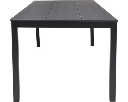 Trädgårdsbord med trästruktur och metallben
