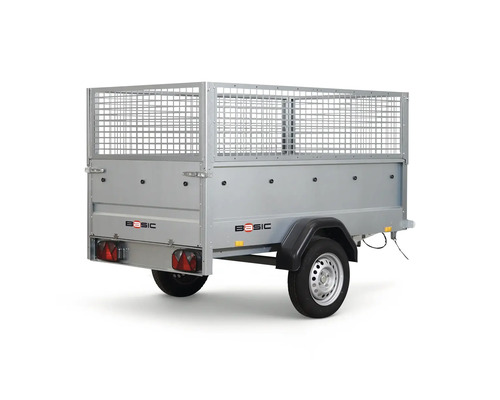 Grå BASIC släpvagn med gallerförsats