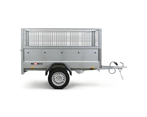 Enaxlad släpvagn med nätinsats för transport