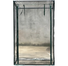 Växthus med metallram och transparent folie