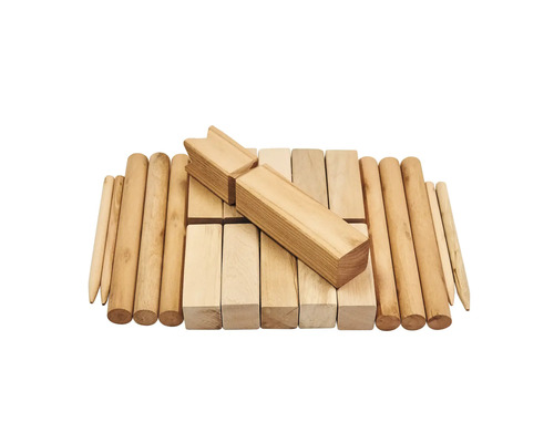 Träbyggklossar i olika former