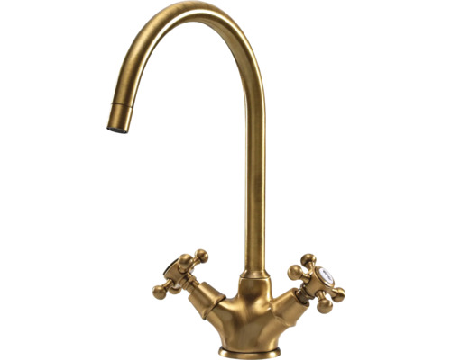 Blandare av metall med två krysshandtag