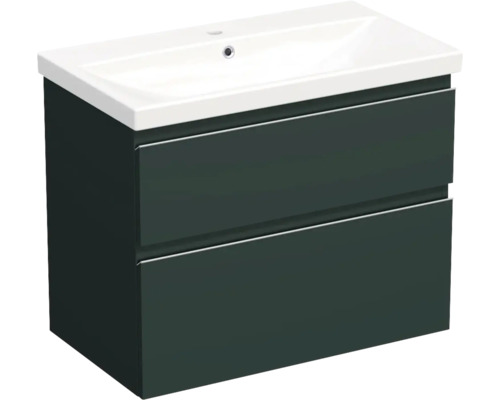 Badmöbelset Jungborn TRENTA Grön salvia matt 80 x 65 cm TRE 80 2Z S A9146 Tvättställsskåp med två lådor och tvättställ