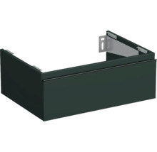 Tvättställsskåp i mörk design med fästmaterial.
