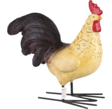 Dekorativ tupp av syntetisk harts med metallben för trädgården