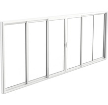 Vit glasskjutdörr för utomhusbruk.