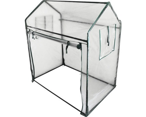 Växthus med transparent folie och fönster
