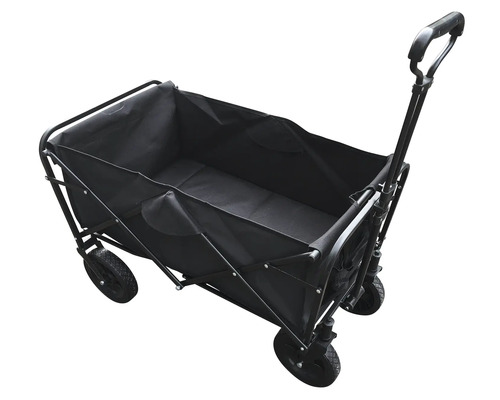Hopfällbar vagn med handtag och fyra hjul
