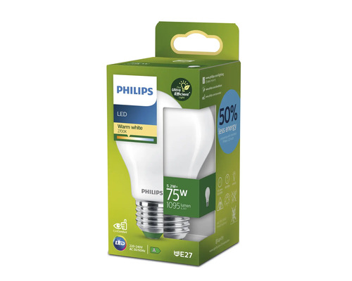 Philips LED-lampa, varmvit, 5,2 watt, E27 sockel i förpackning