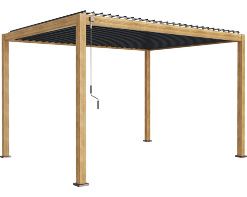 Pergola MIRADOR Deluxe 111 3x4 stolptjocklek 11x11cm 301,25x392,7cm Cherry Oak Fristående pergola med lamelltak och vevmekanism
