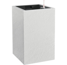 Självvattnande blomkruka Cubico Stone plast 27x27x42cm vit
