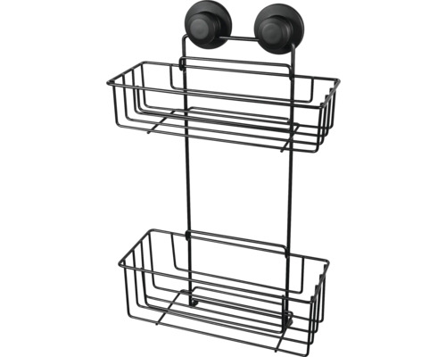 Dubbel duschkorg med sugproppar för väggmontering.