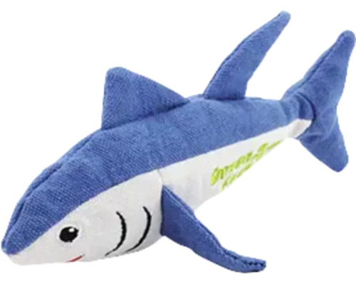 Blå tyghaj som leksak