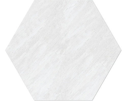 Utomhusklinker Granitkeramik Quarzite bianca hexagon 60x52x2 cm Hexagonal kakelplatta med marmorstruktur