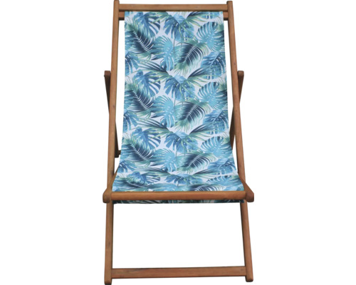 Träsolstol med blått bladmönster