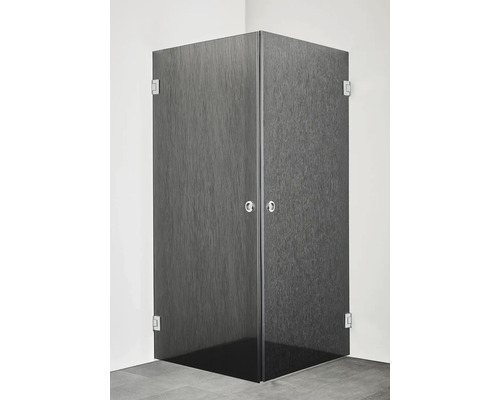 Duschhörn HAFA Infinity krom blank Lace metallisk textileffekt 80x90 cm 2 dörrar Hörndusch med två svängdörrar i trädekor