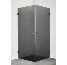Duschhörn HAFA Infinity svart matt Lace metallisk textileffekt 80x90 cm 2 dörrar