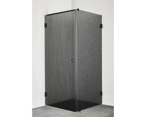 Duschhörn HAFA Infinity svart matt Lace metallisk textileffekt 80x80 cm dörr + vägg