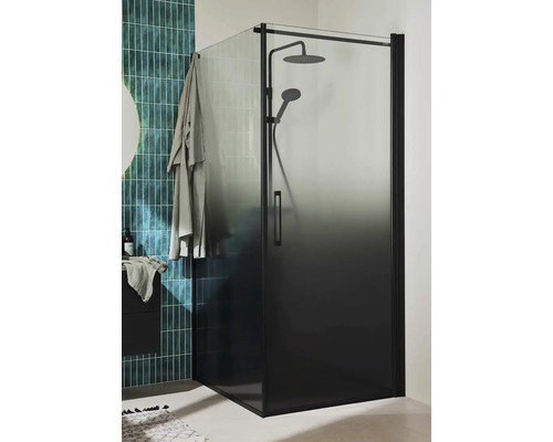 Duschhörn NORO Frost Concept svart matt gradientglas 90x90 cm dörr höger