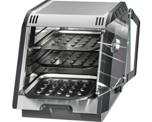 Grill med tre nivåer och glasdörr