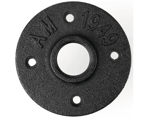 Svart rörfläns av smidesjärn med fyra fästhål