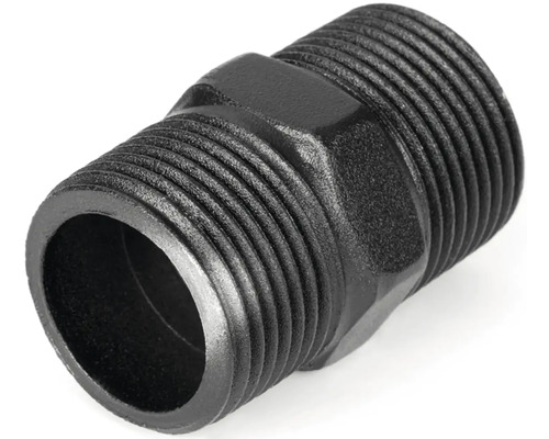 Svart dubbelnippelrörskoppling med gänga