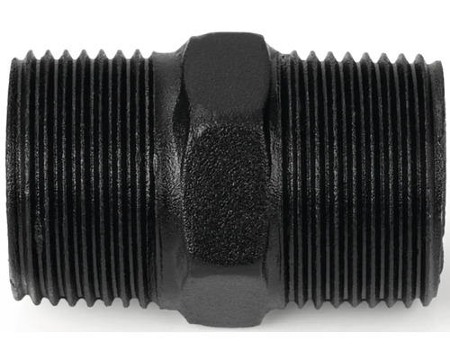 Svart gängad nippel av stål för sanitära installationer