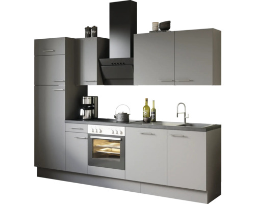 Komplett kök med över- och underskåp, fläkt och elektriska apparater