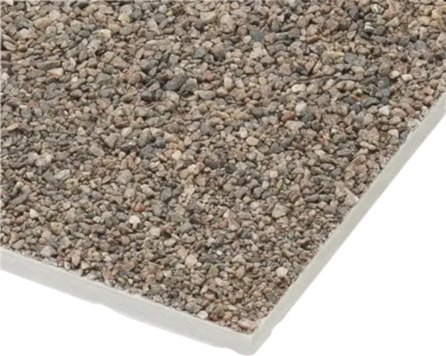 Fibercementskiva SWISSPEARL Rock Clay sockelskiva med stenbeläggning 12x595x2500 mm