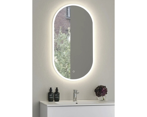 Spegel med belysning HAFA Store med touchfunktion 80x90 cm varmvitt IP44 LED