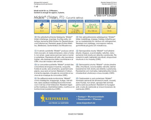 Förpackning med Midele salladsgurkafrön