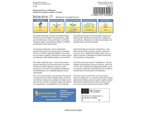 Bellandine F1 Andenhömchen tomatfrö förpackning