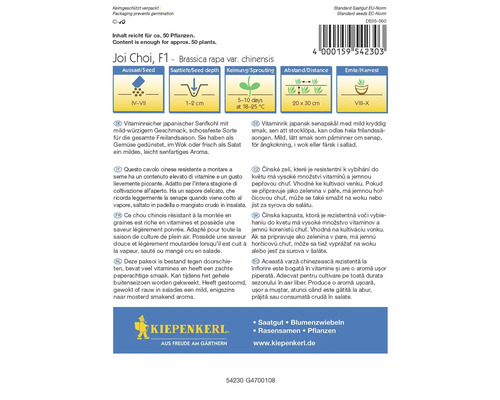 Fröförpackning Joi Choi F1 kinakål