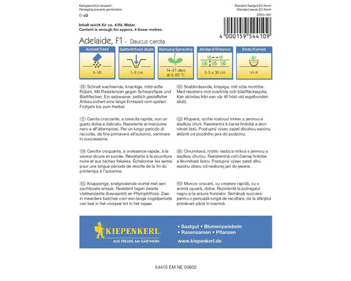 Morotsfrön av sorten Adelaide F1