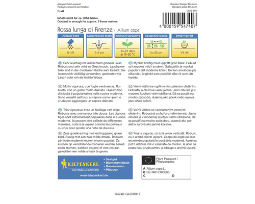 Fröförpackning Rossa lunga di Firenze, Allium cepa
