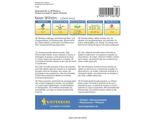 Fröförpackning Kaiser Wilhelm Lobelia erinus