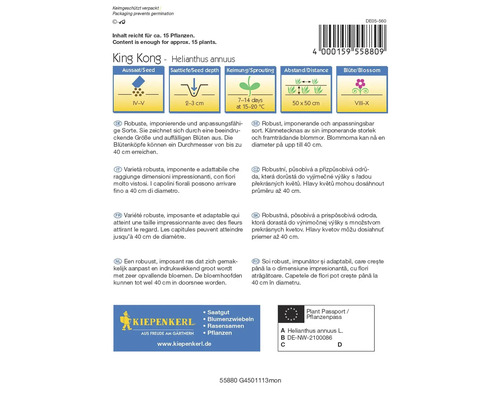 King Kong Solrosfrö förpackning