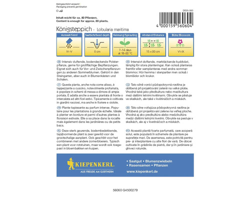 Fröförpackning Kungstapet Lobularia maritima