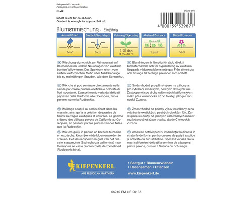 Blomsterblandning ettårig, lämplig för blomsterrabatter och vilda blomsterängar