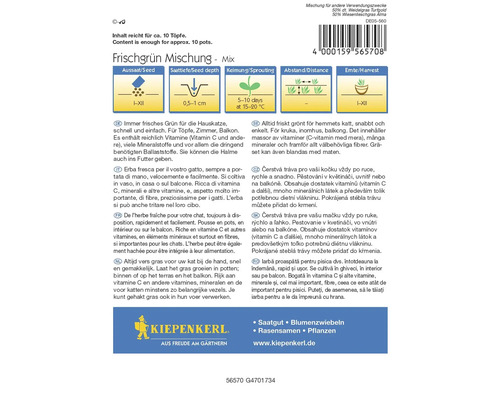 Fräsch grön blandning för katter, innehåll för cirka 10 krukor