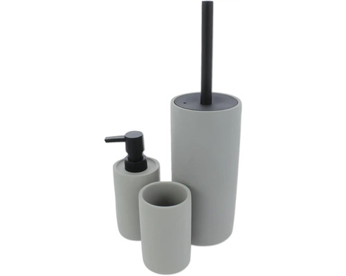 Badrumsset med tvålpump, mugg och toalettborste