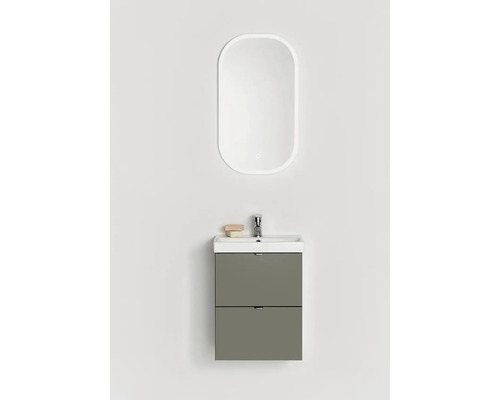 Badrumskommod med spegel och två lådor