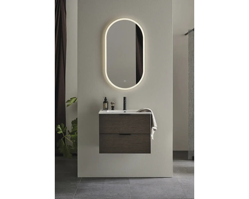 Tvättställskombination för badrum med belyst spegel