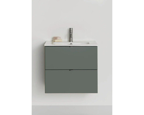 Tvättställsskåp med två lådor, tvättställ och armatur