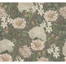 Tapet med blommor och fjärilar
